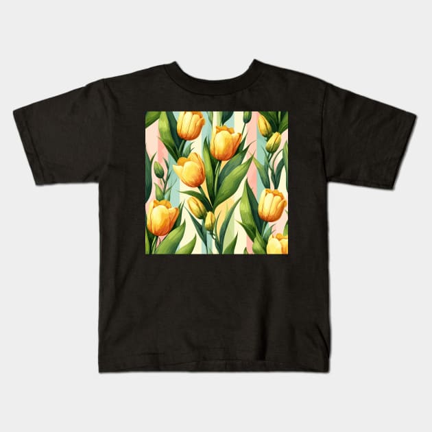 Yellow Tulip Flowers Kids T-Shirt by Jenni Arts